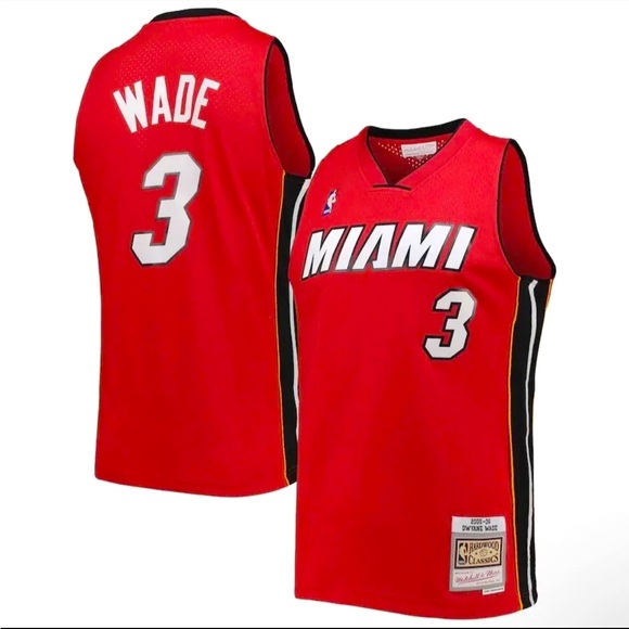 Mitchell & Ness Miami Heat Dwyane Wade Jersey Mens 2XL Authentic Red Black White - Picture 1 of 6